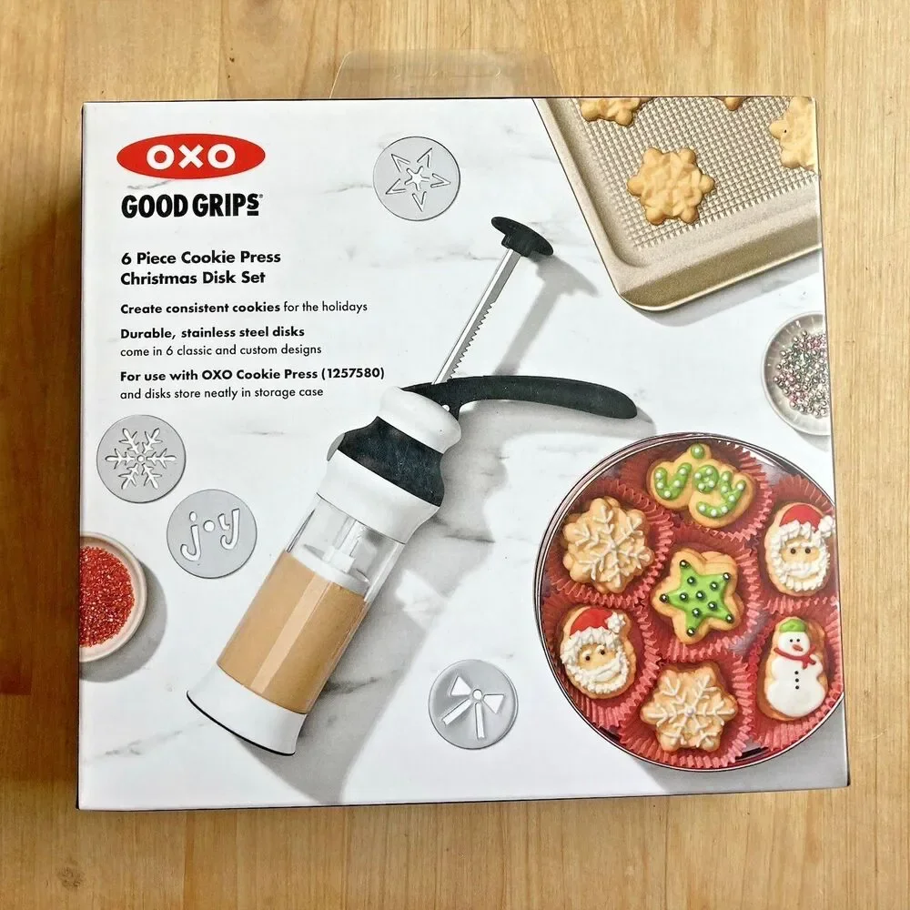 OXO Good Grips 6 Piece Cookie Press Disk Set Christmas Disk Set New In Box